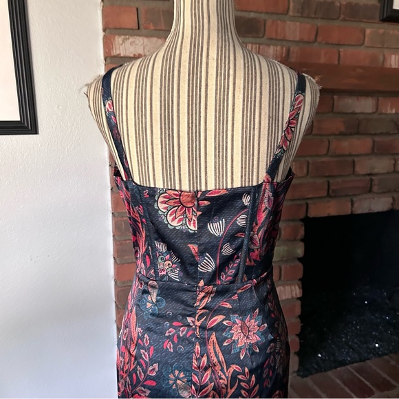 Averie Halley Draped Midi Dress in Flowery Print Cobalt Blue Sz XS - Picture 9 of 10